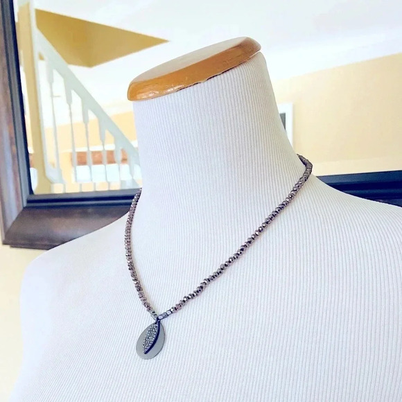 Marlyn Schiff Crystal Beaded Necklace with Pave Stone Charm - Picture 6 of 6